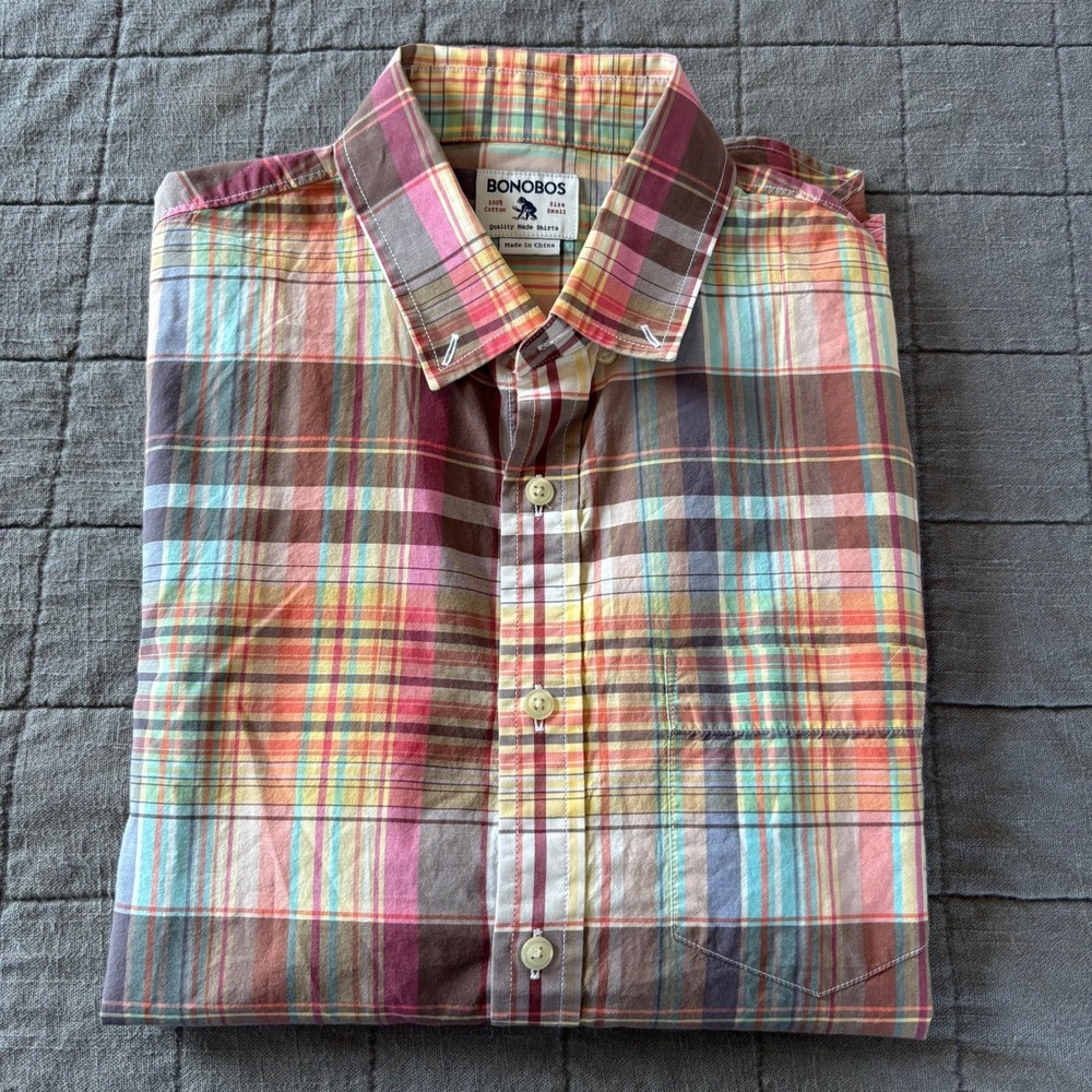 Bonobos Button Down Collar shirt w/ pocket size S long sleeve plaid cotton  EUC